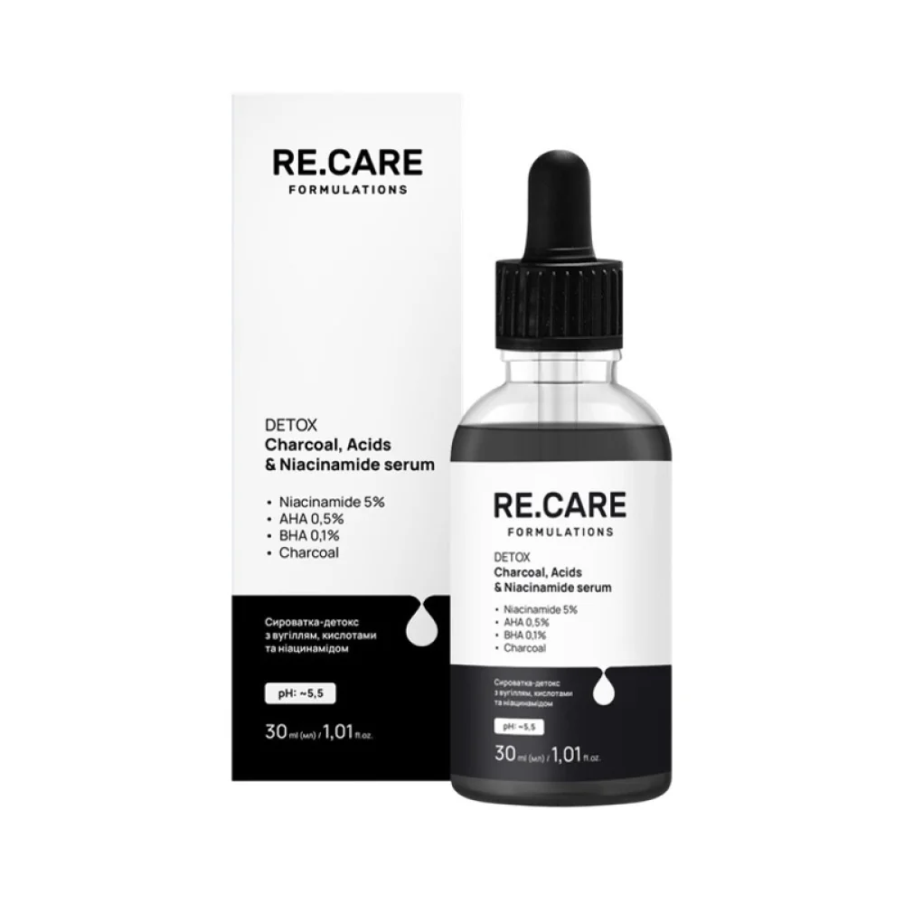 Re.Care Formulations Detox Charcoal, Acids & Niacinamide Serum